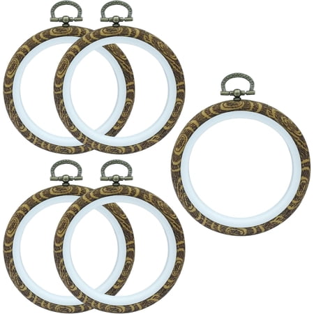 5 Pack 4 Inch Round Embroidery Hoops Cross Stitch Imitated Wood Display Frame Circle Embroidery Hoop Ring for Art Craft Sewing and Hanging 5 Pack 4 Inch Round Embroidery Hoops Cross Stitch Imitated Wood Display Frame Circle Embroidery Hoop Ring for Art Craft Sewing and Hanging