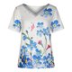 thumbnail image 4 of Blusa informal de manga corta con estampado floral y cuello en V de verano para mujer Fridja  hjk4745, 4 of 8
