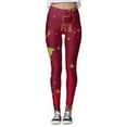 thumbnail image 4 of Zhanying Leggings à Motif de Noël Grande Taille Esprit des Fêtes Légers Collants Rayés Noirs et Rouges Grande Taille Rouge G, 4 of 5