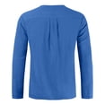 thumbnail image 4 of Mens Linen Shirt Long Sleeve Casual Button Down Top Loose Fit Breathable Summer Beach Henley Tunic Tee for Men Lightweight Blue 4XL, 4 of 6