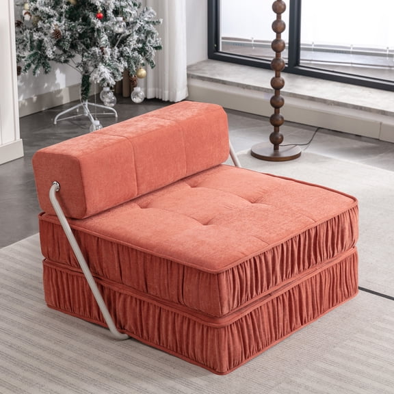 Eyisean Folding Sofa Bed, Convertible Sleeper Chair Bed with Removable Back Cushion, Portable Multi-Functional Fold Out Chair to Floor Lounger, Versatile Floor Couch for Living Room, Bedroom