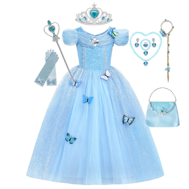 Disney vestido de Cosplay de Cenicienta Rapunzel para niña, ropa de Blancanieves, Bella Aurora, vestido de fiesta de cumpleaños para niños, disfraz de princesa Fivean unisex
