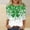 A881 Multicolor, variant on St. Patrick's Day T-Shirt for Women Shimmering Glitter Print Graphic Crewneck Three Quarter Sleeve Relaxed Fit Festive Holiday Party Top