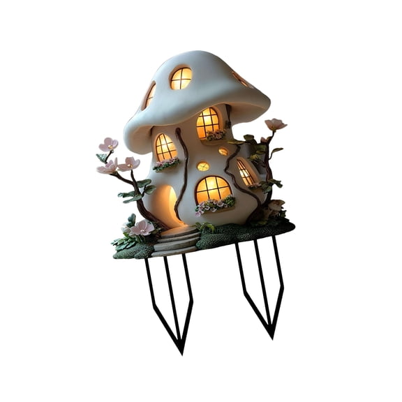 ACDANC Mushroom House Garden Statue Outdoor,Solar Light Mushroom House Garden Figurines for Lawn,Balcony,Yard Decoration,Outdoor Garden Decoration