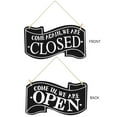 thumbnail image 2 of Wooden Open and Closed Two Sided Sign with Rope for Hanging Vintage Business Sign (Black), 2 of 5