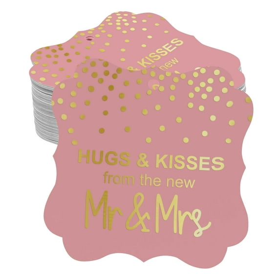 Inkdotpot Hang Tags Hugs & Kisses From The New Wedding Favor Bracket Shape Gift Tags Real Gold Foil Bonbonniere Tag Pack Of 100