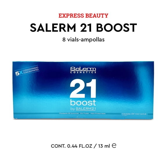 Express Beauty Hair Treatment Salerm Cosmetics Salerm 21 Boost, 5X Concentrated Leave-In Hydrating and Repairing Mask – 8 Vials (13 ml Each)