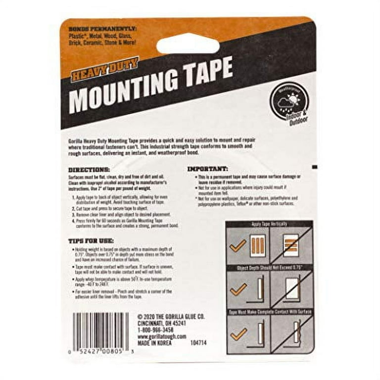 Gorilla Heavy Duty, Extra Long Double Sided Mounting Tape, 1 x
