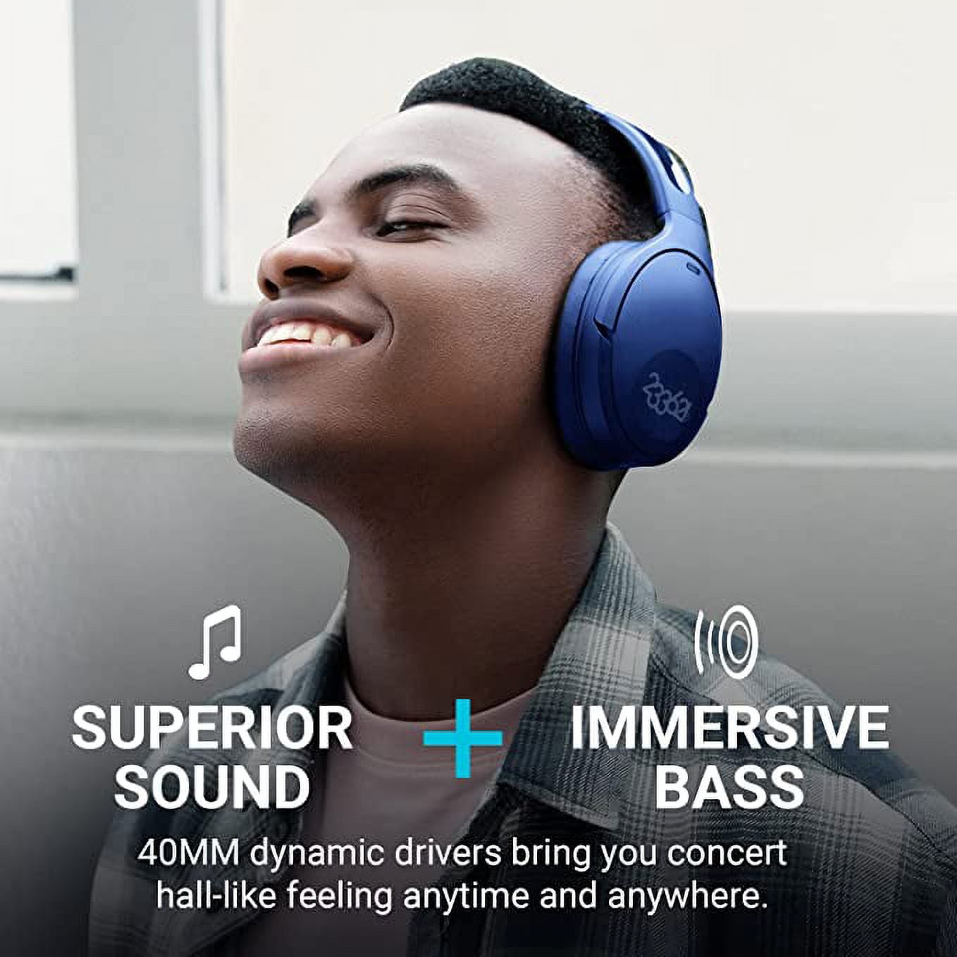 Bluetooth Cancelling Headphones with Microphone [100H Playtime] Lightweight Wireless Over Ear ANC Bluetooth Headphones with CVC Noise Reduction Hi-Fi Stereo Sound for Home Office