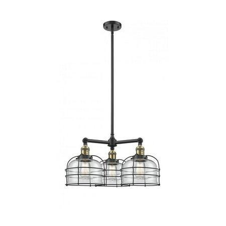 

Black Antique Brass Tone Chandeliers 24 Wide Clear Glass Steel/Cast Brass Medium Base LED 3 Light Fixture
