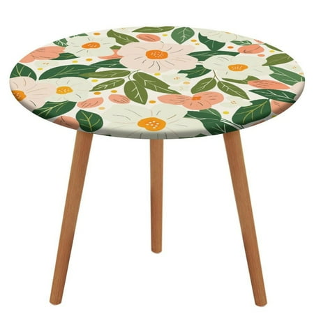 

ZHANGS Playful Gardenia Patch 885 Round Table Cover Stain-Resistant Fitted Tablecloth Oil-Proof Wipeable Elastic Table Cover Waterproof Table Cloth for Halloween Thanksgiving Christmas