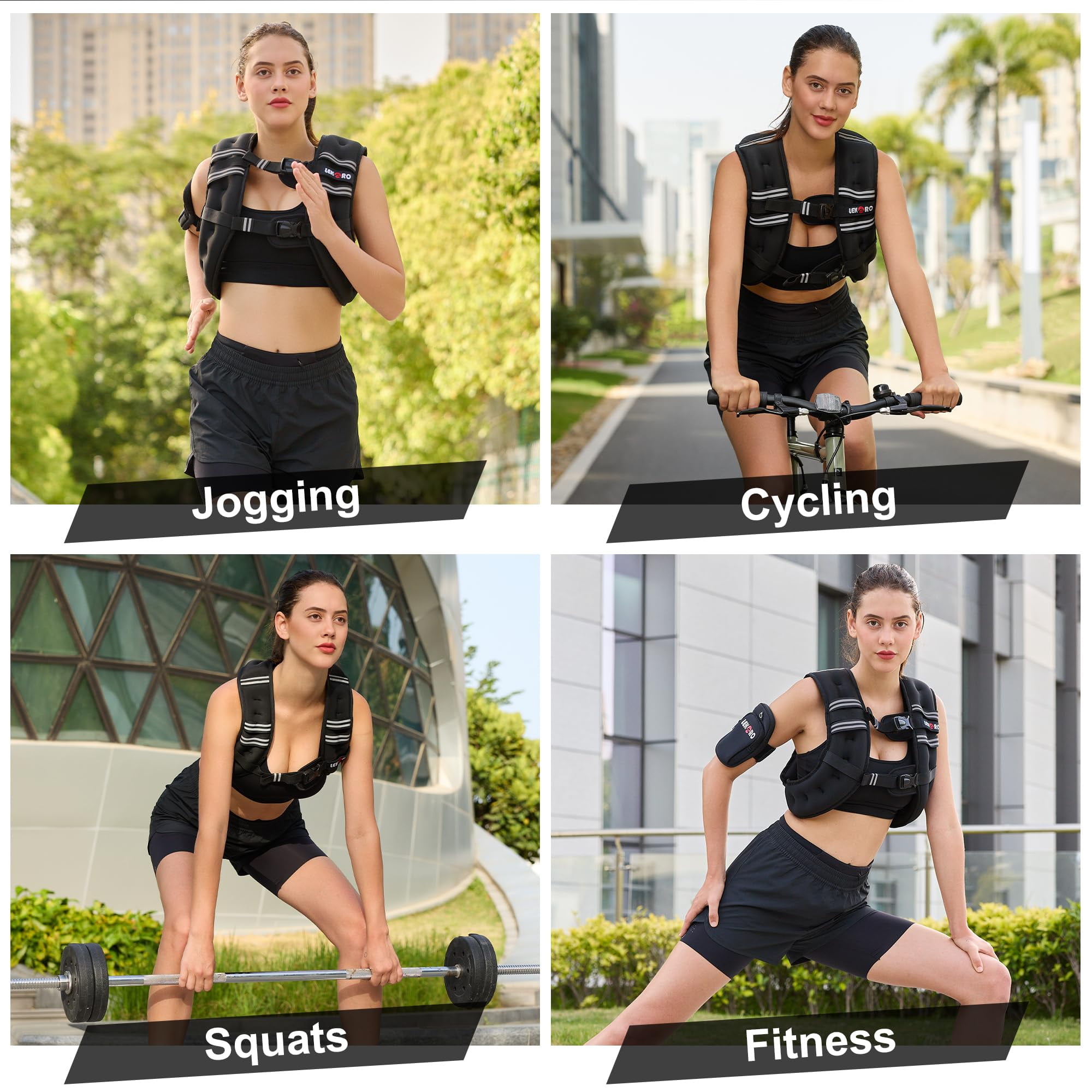Weighted Vest for Men Women,  6LB 8LB 12LB 16LB 20LB 25LB 30LB Weights Vest with Adjustable Buckles & Reflective Stripes | Weight Vest for Walking Running Hiking Workout Gym training
