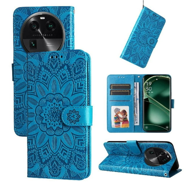 Funda tipo cartera GANGXUN para OPPO Find X6 , diseño girasol, cuero PU, soporte, cierre magnético, tarjetero