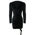 thumbnail image 5 of Douhoow Women Dress Cocktail Party Solid Bodycon Dress Square Neck Long Sleeve Ruched Mini Dress, 5 of 9