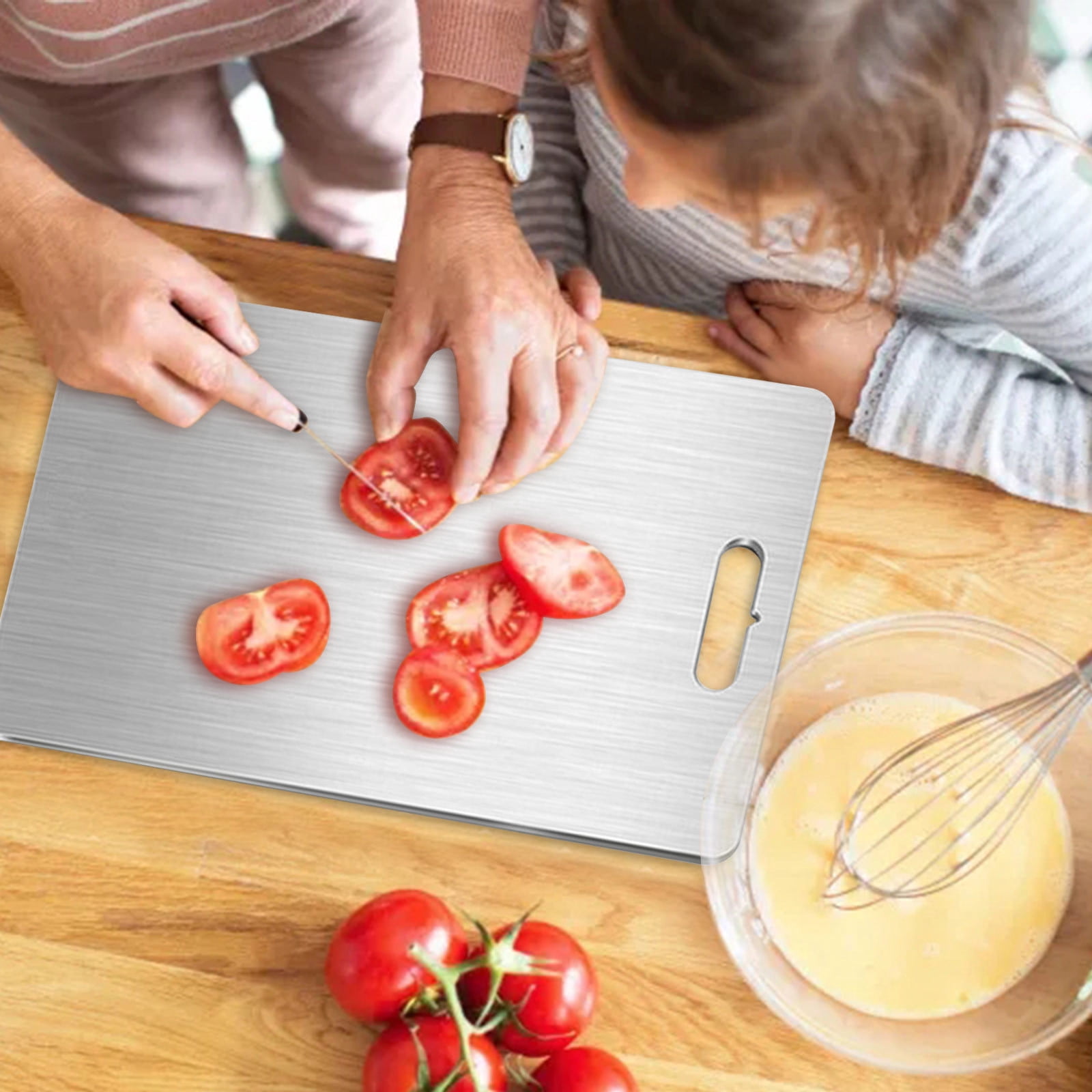 Loyerfyivos Titanium Cutting Board - 100% Pure Titanium Kitchen Cutting Board - Hygienic and durable cutting edges, double sided medical grade titanium cutting mat (11 x 15.3 inches)