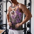 thumbnail image 5 of Fotbe Dog in Lavender Flowers Pattern Men's Quick Dry Workout Tank Top Gym Muscle Tee Fitness Bodybuilding Sleeveless T Shirt Breathable Workout Shirt-4X-Large, 5 of 9