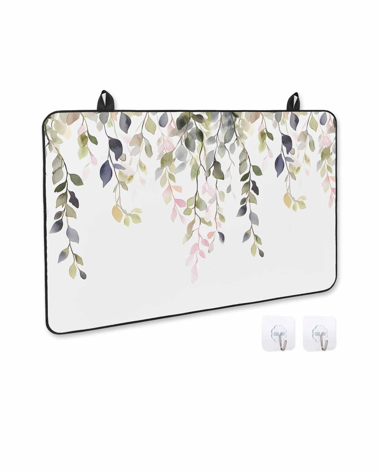 nqOlkjepod Large Induction Cooktop Protector Mat 24"x21", Sage Green Leaves Stove Top Covers for Electric Stove, Farmhouse Eucalyptus Branch Vines Stove Burner Cover Mats, Glass Top Stove Cover