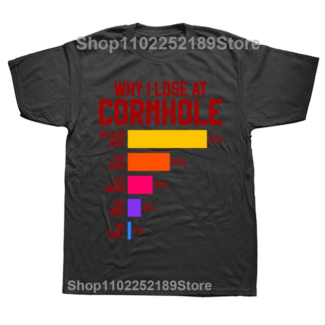 Camiseta "Por qué pierdo en el Cornhole", estilo retro deportivo, para amantes de los Cornholes, de manga corta, de algodón, estilo Harajuku, transpirable, unisex.