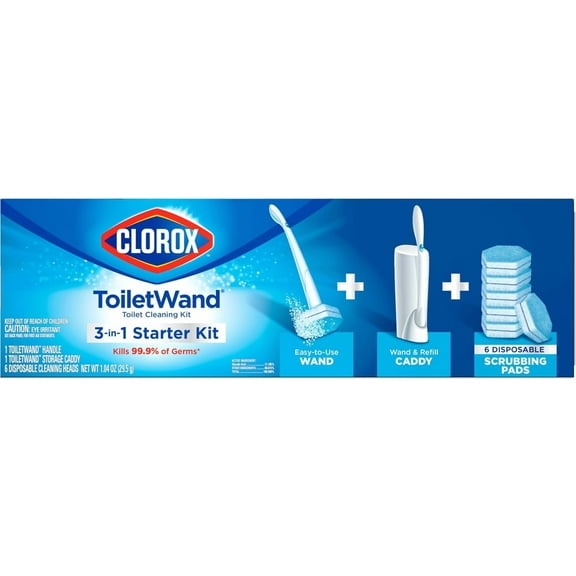 ToiletWand Toilet Bowl Cleaner- Toilet Brush, Storage Caddy and 6 Disinfecting Refill Heads