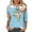 Blue, variant on Raeneomay 3/4 Length Sleeve Womens Tops Women's Map Print Fashion Printed Round Neck T-Shirt Tops