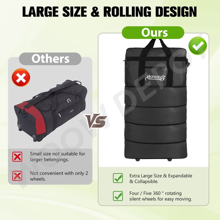 WOOW DEPOT 34in Expandable Suitcase, Foldable Rolling Luggage