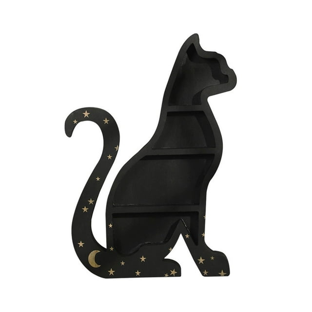 jifeng Wooden Storage Rack Cat Shape Wall Mounted Jewelry Rack for Bathroom Kitchen 23x35cm