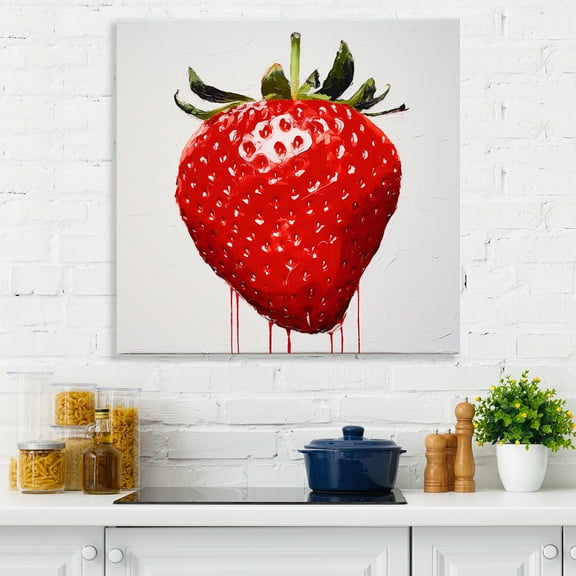 Designart "Silhouetted Scarlet Strawberry" Fruits Wall Art Prints