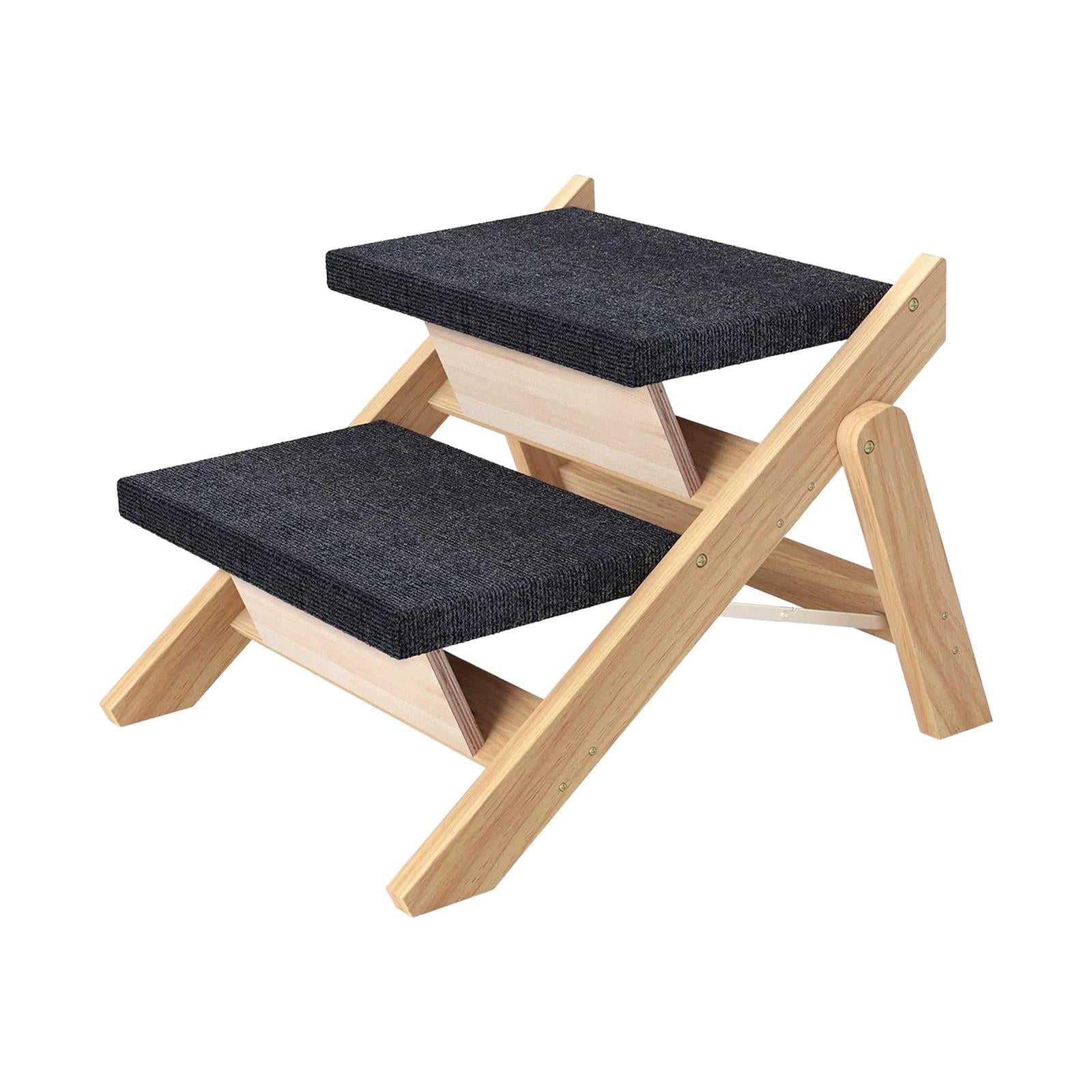 Wood Pet Stairs Collapsible Dog Steps with Carpet Adjustable Slope Dog Climbing Ladder Pet Steps Foldable Dog Stair for Truck Bed Couch SUV 2 Steps Walmart