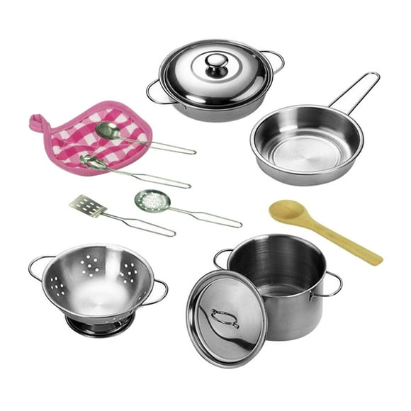 12Pcs Kids Accessories Tableware Cookware Pots and Pans for Kids