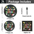 thumbnail image 2 of 96 Pcs Birthday Plates and Napkins Party Supplies, Black Happy Birthday Party Paper Plates and Napkins Sets for Kids, Serve for 24 Guests, Black Coloful, 2 of 5
