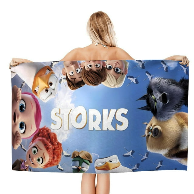 Cigüeñas Toalla de playa de secado rápido con diseño temático, regalo para mujeres y niñas, ideal para cumpleaños, fans, amantes de la música, uso en la playa o al aire libre, 78 × 160 cm