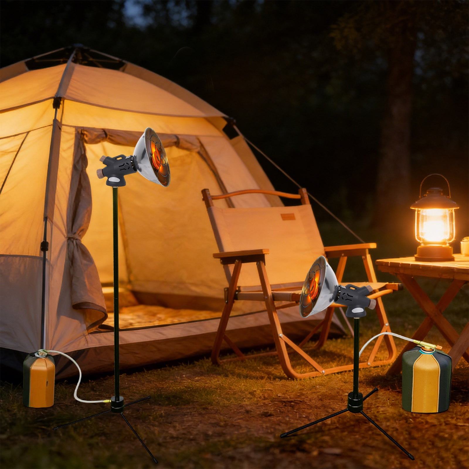Tarmeek Portable Outdoor Camping Heater with Vertical Stand, Mini Gas Stove with Safety Cover for Winter Tent Fishing, Adjustable Height (Gas Canister Not Included)