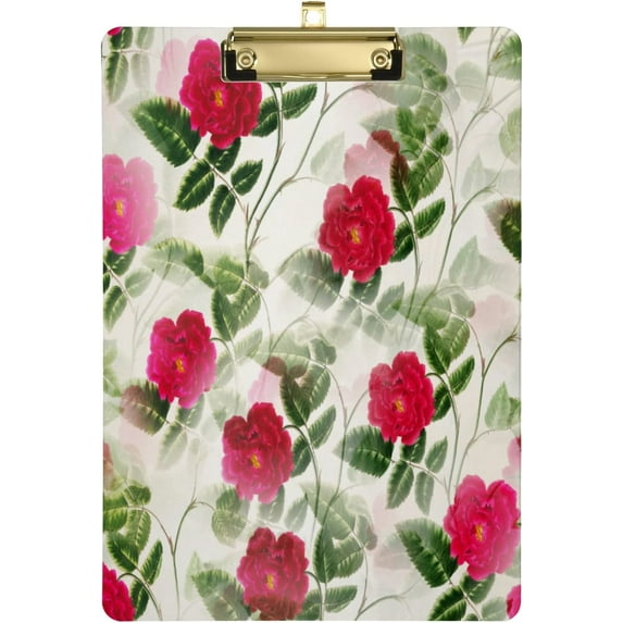 FMSHPON Flowers 5 Clipboard Hardboard Wood Nursing Clip Board and Pull for Standard A4 Letter 13x9 inches