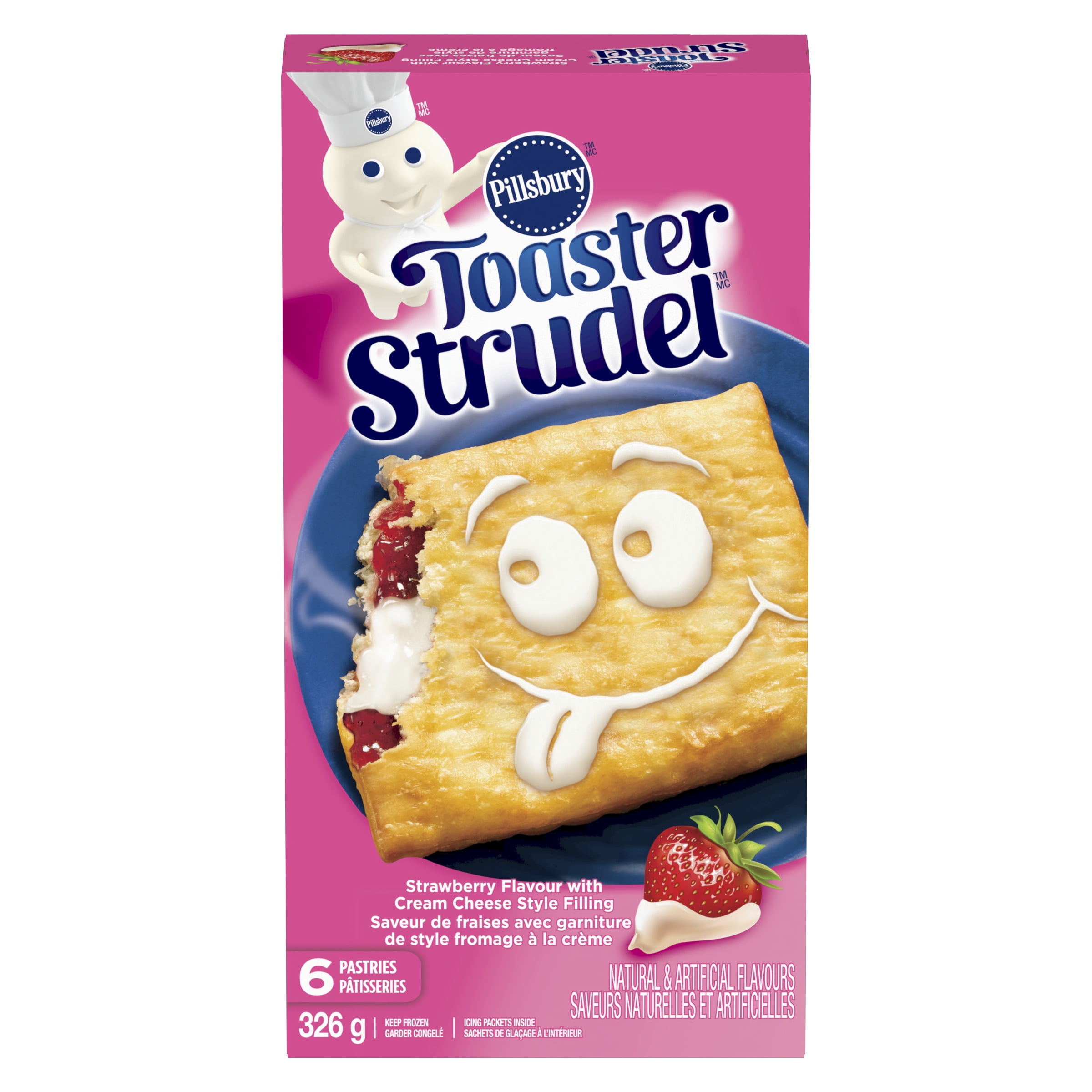Pillsbury Toaster Strudel Strawberry Flavour with Cream Cheese Style Filling, 6 Pastries, 326 g