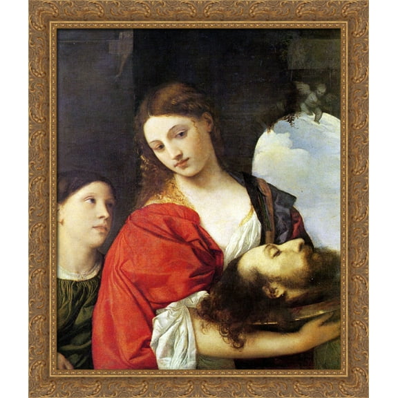 Judith with the Head of Holofernes 28x34 Large Gold Ornate Wood Framed Canvas Art by Titian