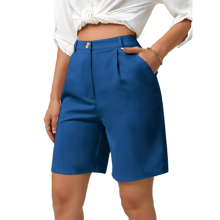 Debilitar colonia Insatisfactorio Casual Plain Bermuda Royal Blue Women's Shorts (Women's) - Walmart.com