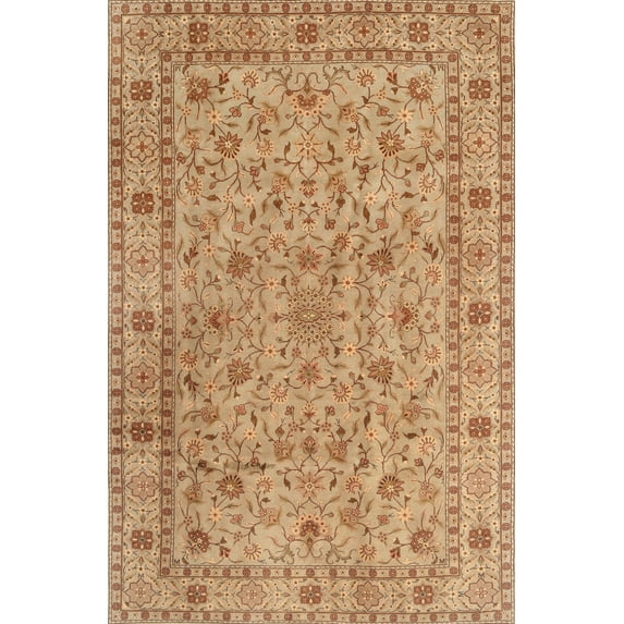 Ahgly Company Machine Washable Indoor Rectangle Traditional Yellow Orange Area Rugs, 3' x 5'