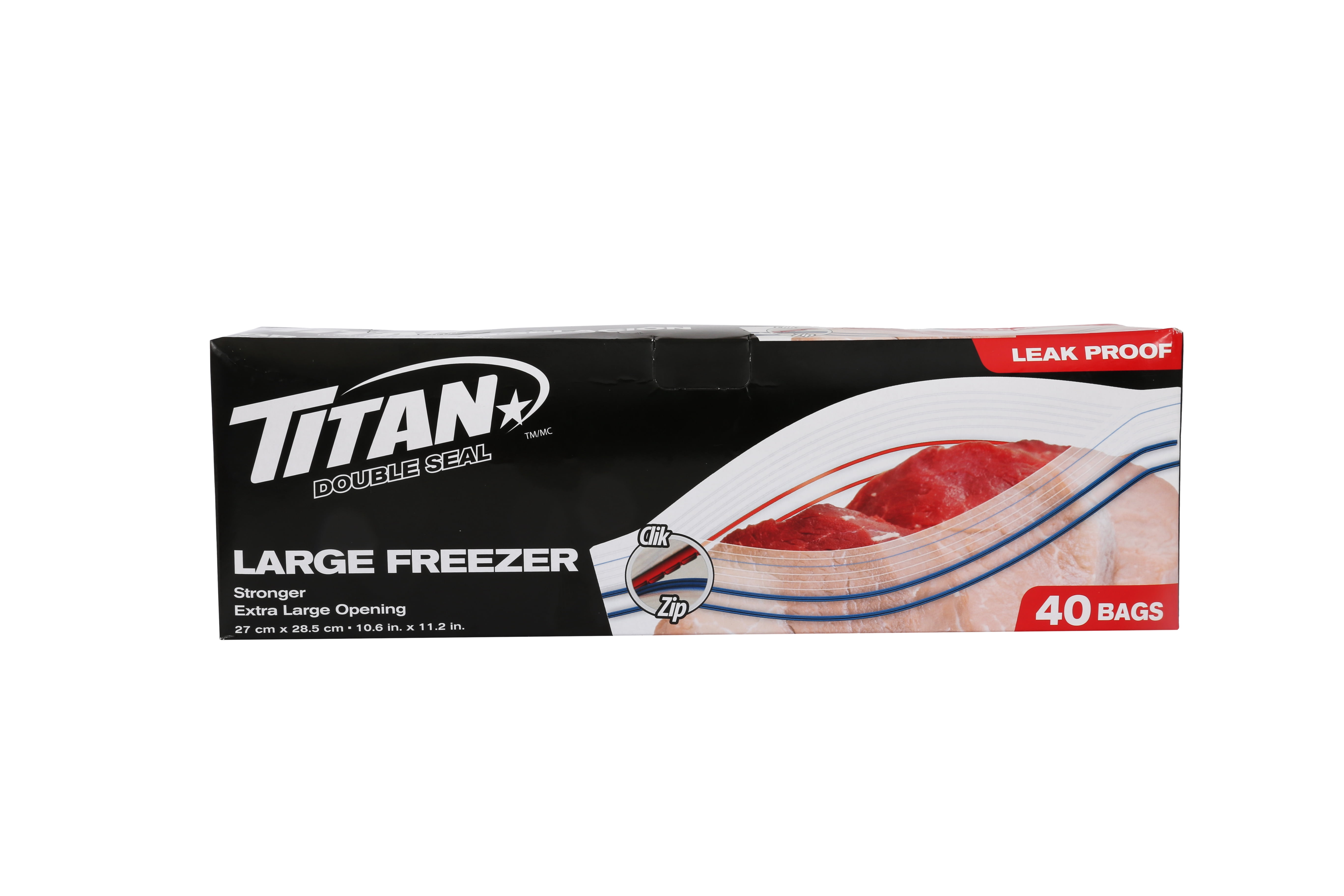 TITAN Double Seal Large Freezer Bags, 160 Bags 4 x 40