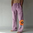 thumbnail image 2 of WEAIXIMIUNG Pantalon Noir Homme Habillé Mode Décontractée et Lin Imprimé Poche en Lin Pantalon à Lacets Grande Taille, 2 of 4