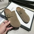thumbnail image 4 of Zapatos De zuecos De corcho para Mujer, zapatillas planas con punta cerrada y suela gruesa para Mujer, zapatillas planas informales para exteriores para Mujer, Zapatos De Mujer tzw,Negro,38, 4 of 7
