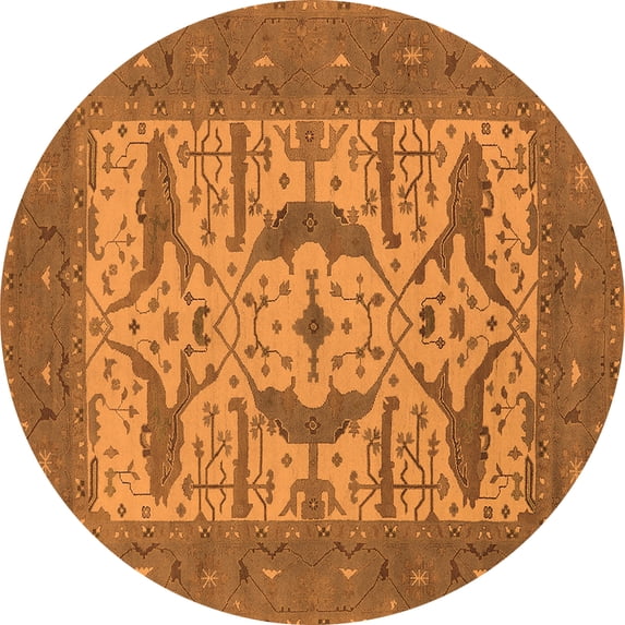 Ahgly Company Indoor Round Oriental Orange Industrial Area Rugs, 5' Round