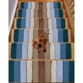 thumbnail image 2 of Stair Treads for Wooden Steps,Blue Brown Peel and Stick Stair Treads with Adhesive,Farmhouse Wood Grain Vintage Vertical Striped Non Slip Indoor Stairs Runner Rugs Mats for Elders Dogs 8"x30" 10PCS, 2 of 7