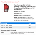 thumbnail image 2 of Right Passenger Side Tail Light Assembly - Compatible with 2016 - 2019 Toyota Tacoma (Fits TRD Sport and Off Road Models) 2015 2017 2018, 2 of 2
