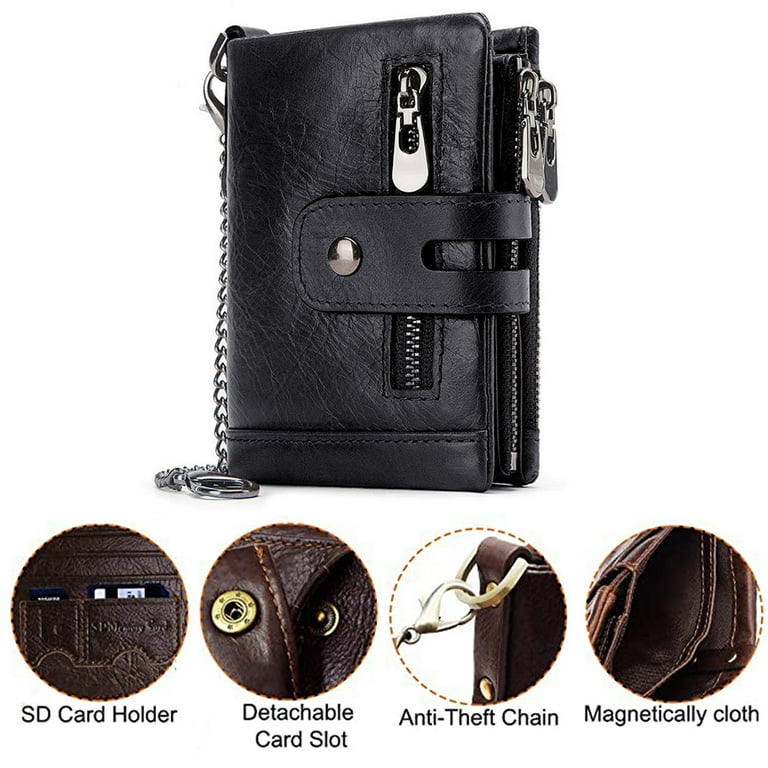 Mens RFID Blocking Leather Slim Wallet Money Credit Card Slots Coin Holder