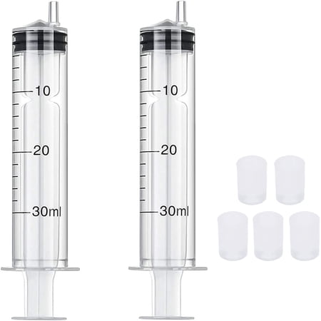 2 Packs 30ml Reusable Plastic Syringe with 5Pcs Extraction Adapters for Perfumes Transfer to Empty Bottles