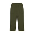 thumbnail image 5 of Womens Capri Pants Casual High Waist Elastic Straight Linen Pockets Wide Leg Pants Army Green, 5 of 5
