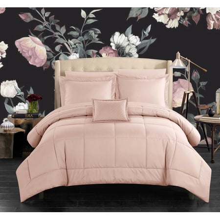 Chic Home Arman 8-Piece Pieced Square Stitched Complete Bed in a Bag Comforter Set, Queen