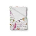 thumbnail image 2 of Feather Soft Flannel Fleece Throw Blanket, Colorful Feathers and Hand Written Text Romantic Retro Style Antique Design, Cozy Plush for Indoor and Outdoor Use, 70" x 90", Multicolor, by Ambesonne, 2 of 5