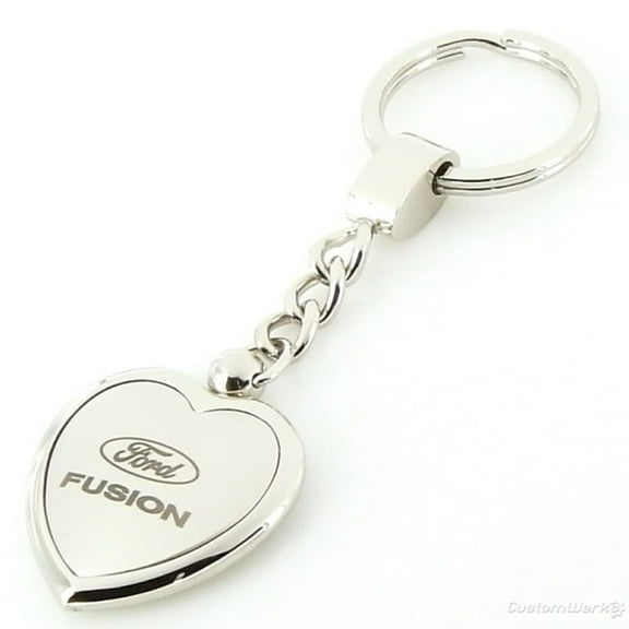Ford Fusion Heart Shape Chain Keychain (Chrome)