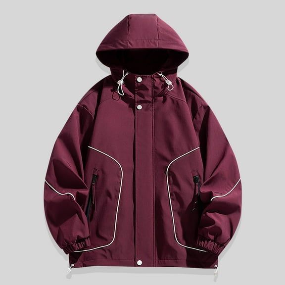 Awdenio Jacket for Men Outdoor Sports Waterproof Hooded Long Sleeve Coat Windproof Jacket